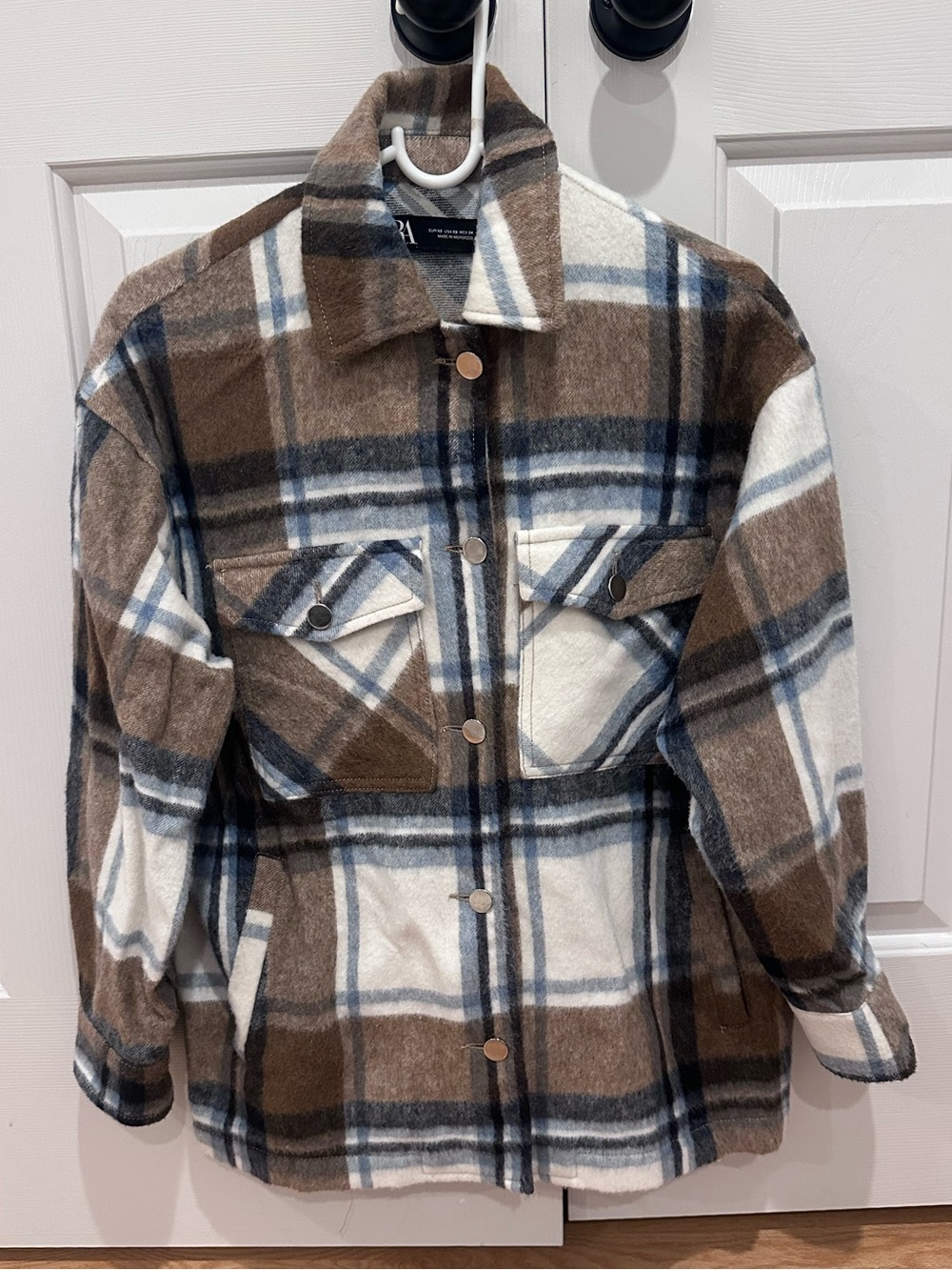Zara oversized wool-blend plaid shacket